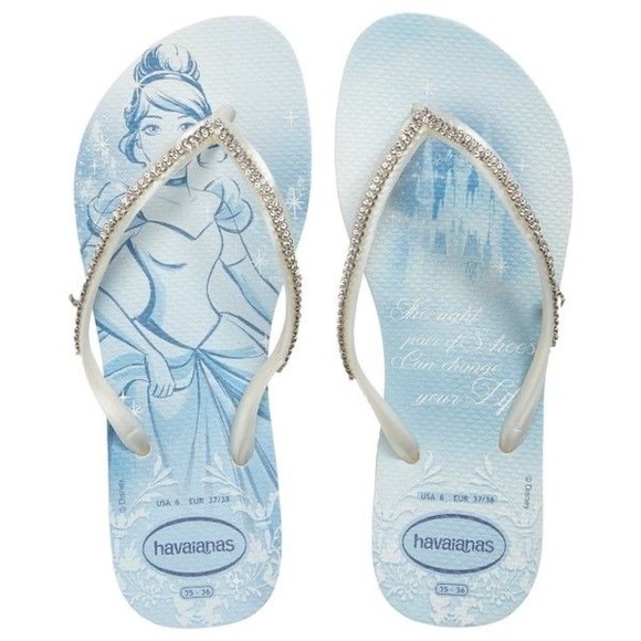 Havaianas Shoes - Disney Cinderella themed Havaianas size 7 flip flops rhinestone straps